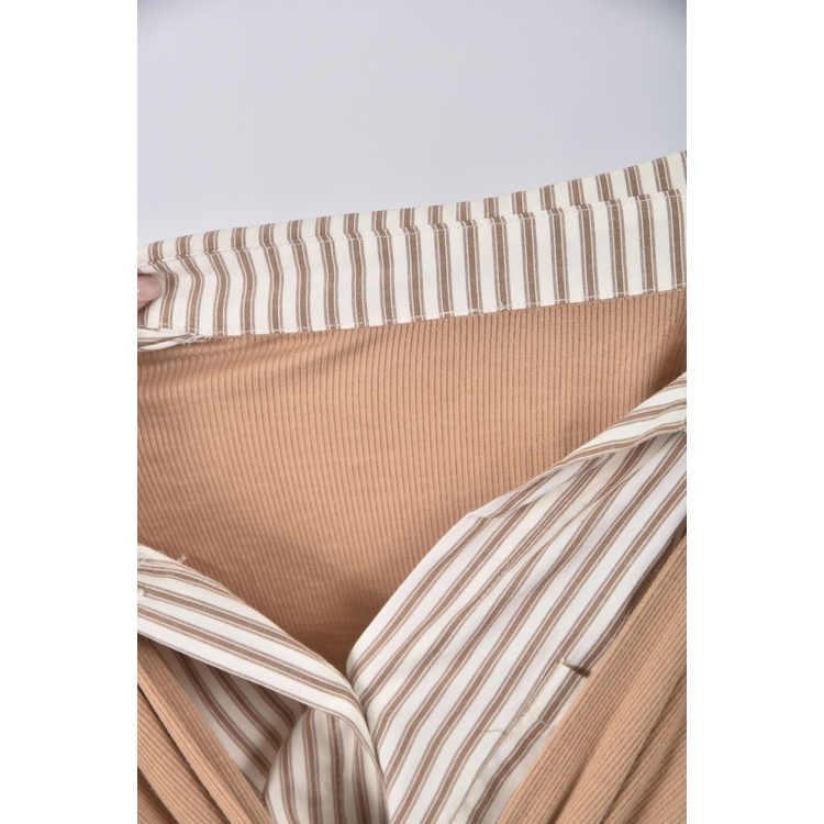 (M) hstyle韓牌質感拼接杏色長袖上衣二手衣, , large