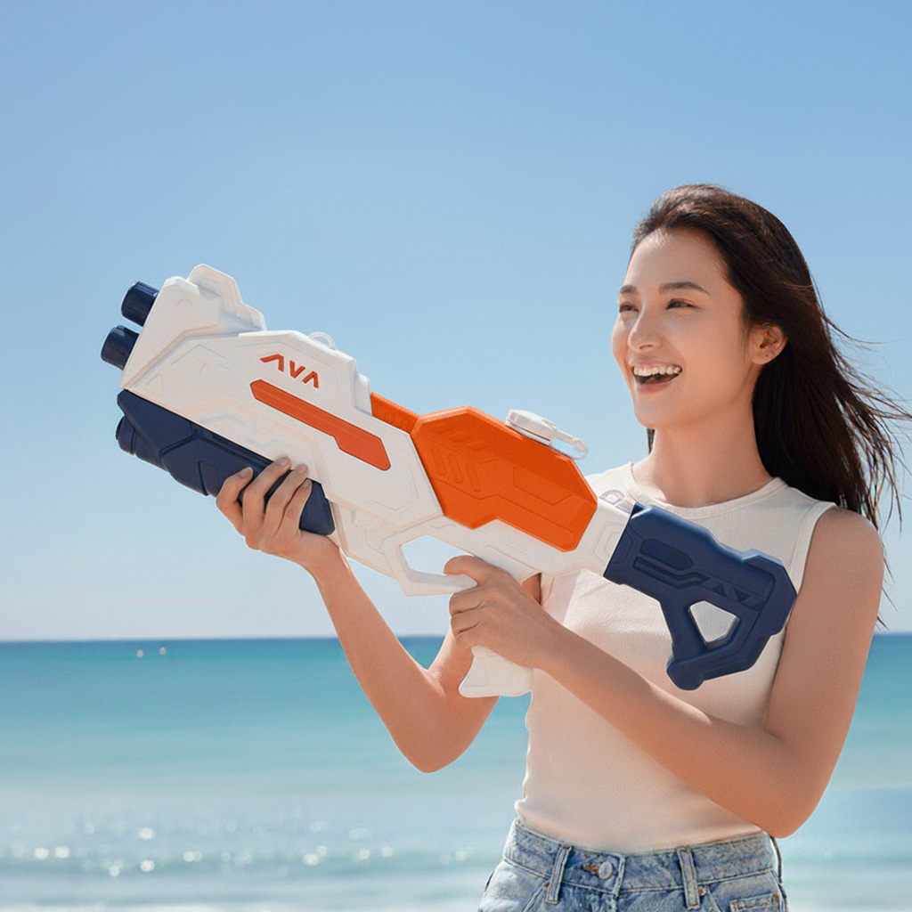 超長56cm巨無霸水槍 【2色可選】 超大儲水量1500ml 水槍 抽拉式 超大儲水 大人水槍 不漏水 雙管 大炮水槍 射程12m, , large