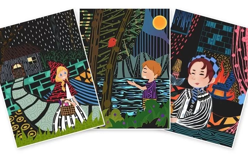 英國 Flower monaco炫彩童話故事刮畫包, , large