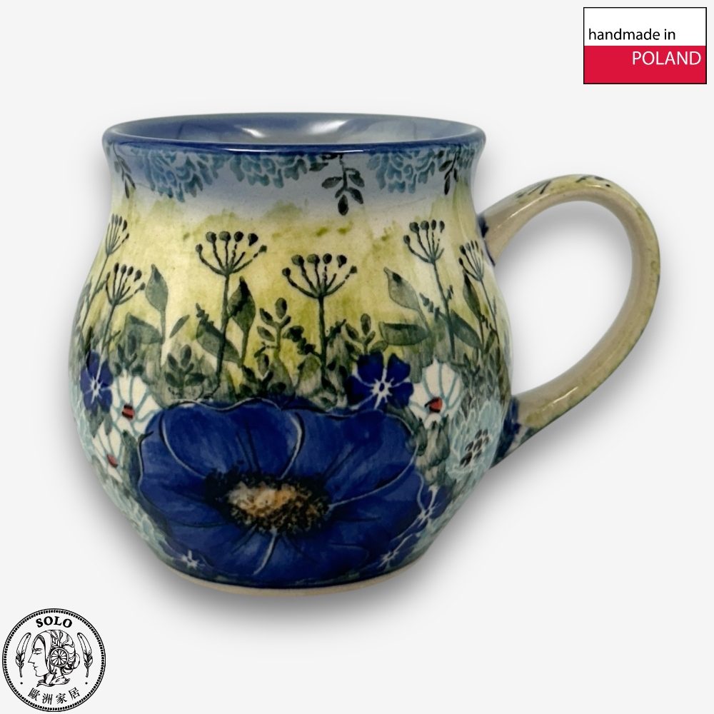 【SOLO Vintage】Cerraf Polish Pottery 350ml Mug Traces of Fragrance in the Blue Fields Series Made in Poland, , large