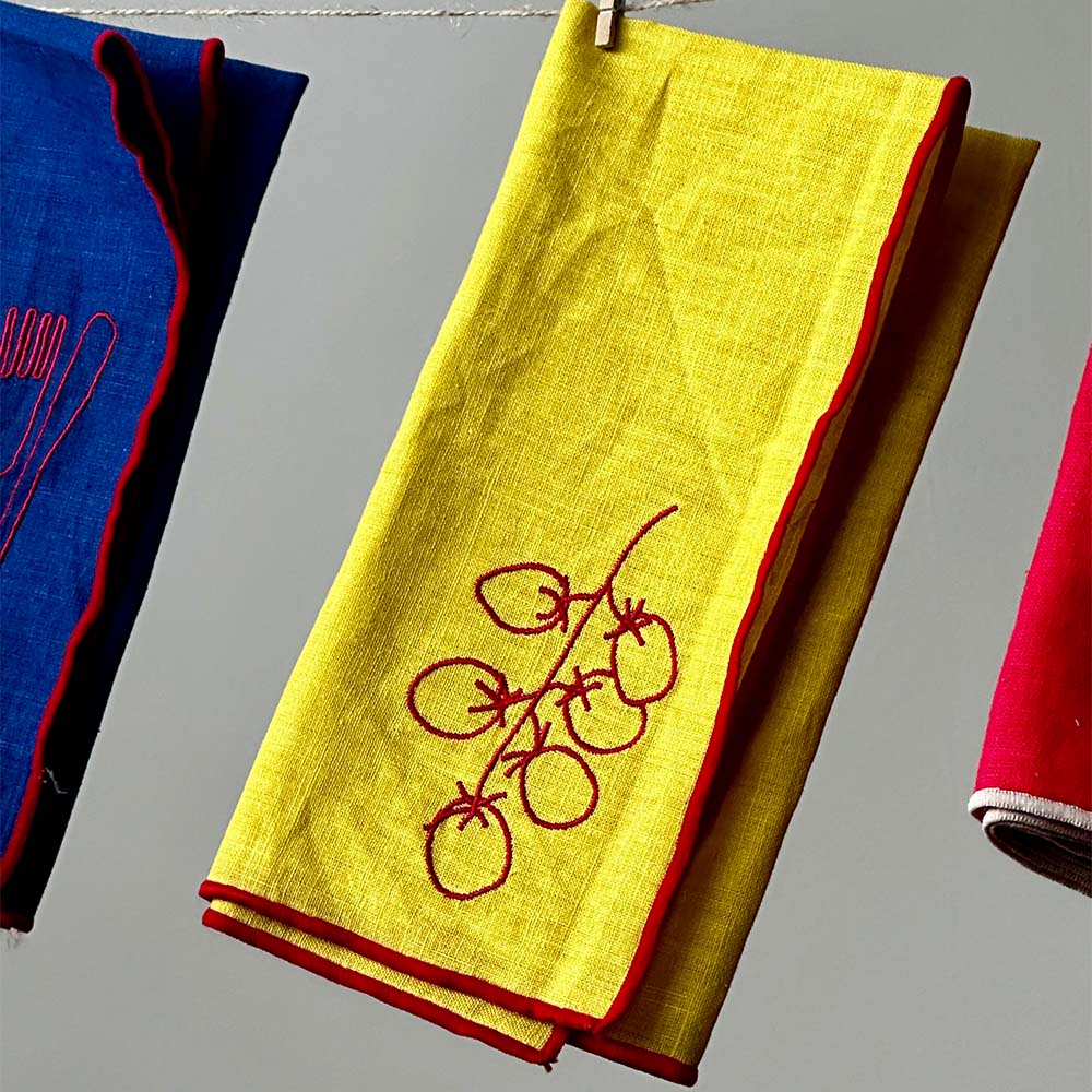 Embroidered Napkins-Tomato, , large