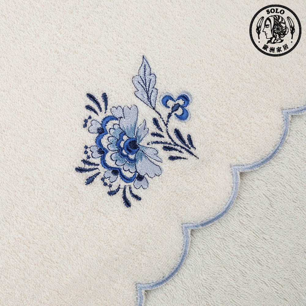 【SOLO歐洲家居】LCW Home 土耳其製 50x80cm 典雅藍瓷花刺繡棉質毛巾 100%純棉 超吸水, , large