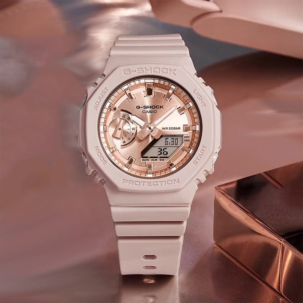 CASIO 卡西歐 G-SHOCK ITZY有娜配戴款 煙燻粉色 粉紅金八角手錶  GMA-S2100MD-4A, , large