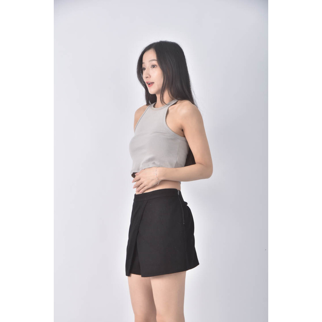 (2XL) iroo高腰羊毛片狀黑色短褲二手衣, , large