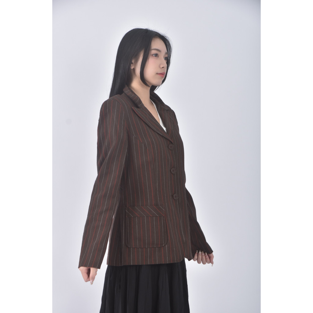 (S) bcbc質感條紋棕色外套二手衣, , large
