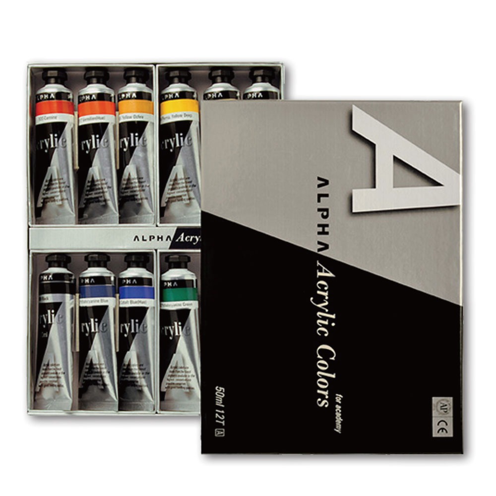【ALPHA】銀級 壓克力 顏料 50ml  12色 /組 B0312-4