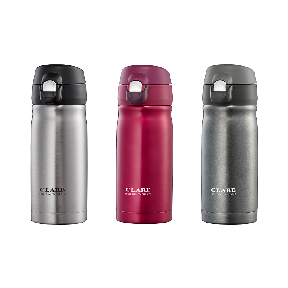CLARE 可蕾爾 絢彩316不鏽鋼真空彈跳杯保溫杯 320cc不鏽鋼-Leidea樂德兒, , large
