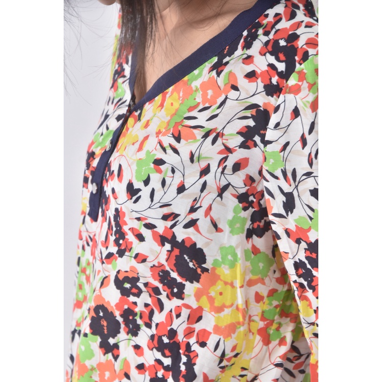 (S) nautica質感花紋橘色長袖上衣二手衣, , large