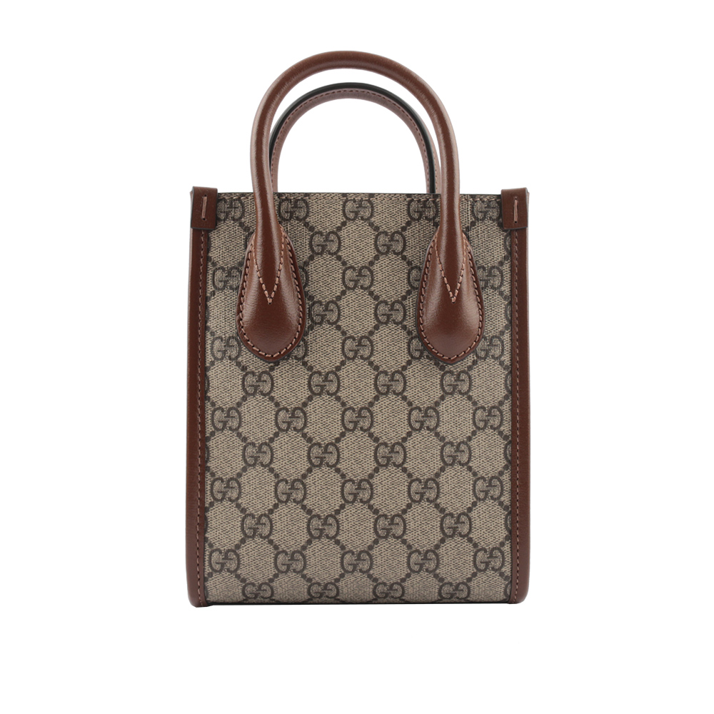 GUCCI Interlocking G 迷你手提/斜背托特包/棕色, , large