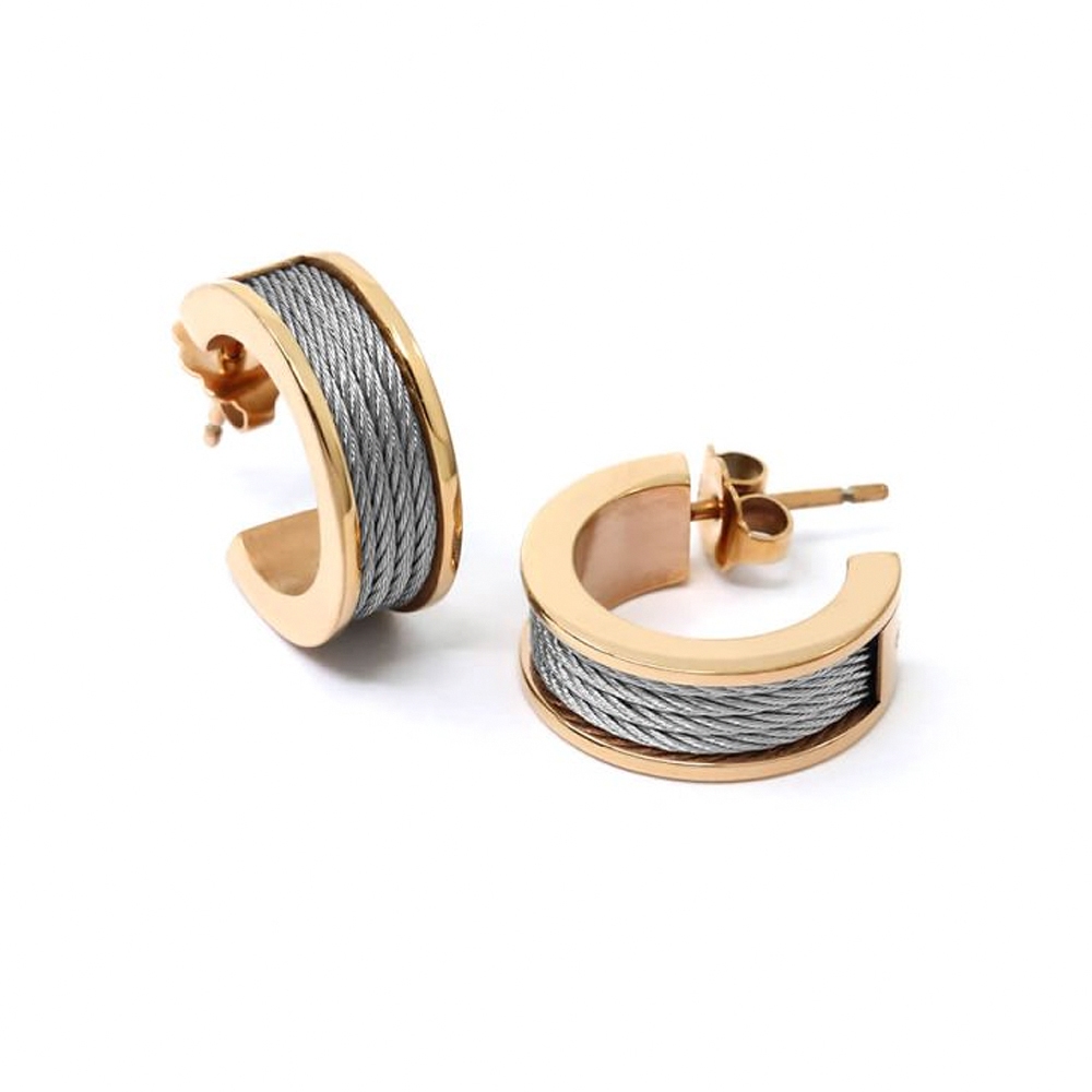 CHARRIOL 夏利豪 FOREVER 鋼索耳環 送禮推薦 03-02-1139-0, , large