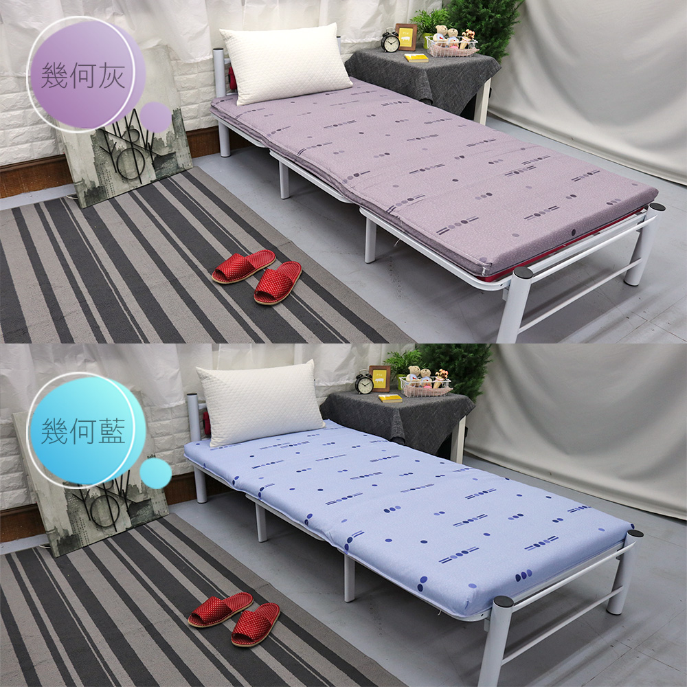 [台客嚴選] 幾何圓點竹面單人透氣床墊-幾何灰 可拆洗 台灣製 學生床墊 單人床墊 摺疊墊 外宿床墊, , large