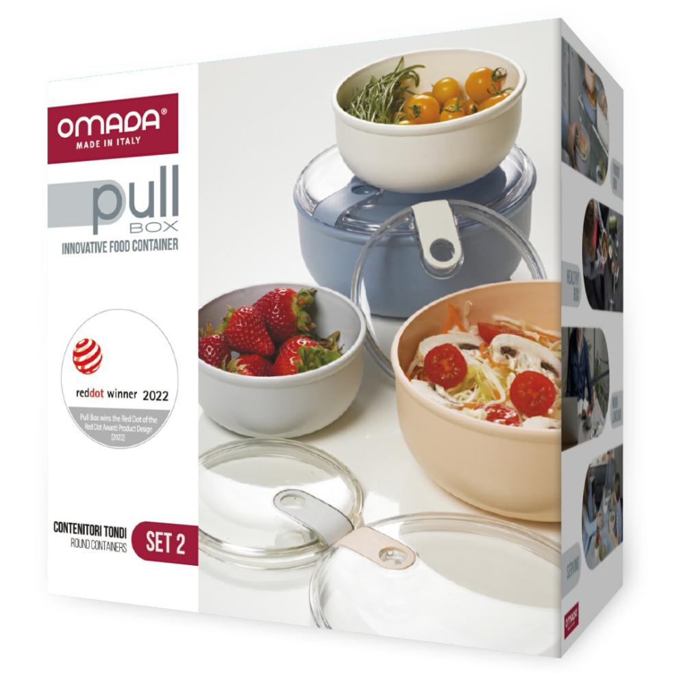 【OMADA】 Pull Box義大利易拉保鮮盒 圓型/兩件式/0.75+1.8 (三色可選)-天空色, , large