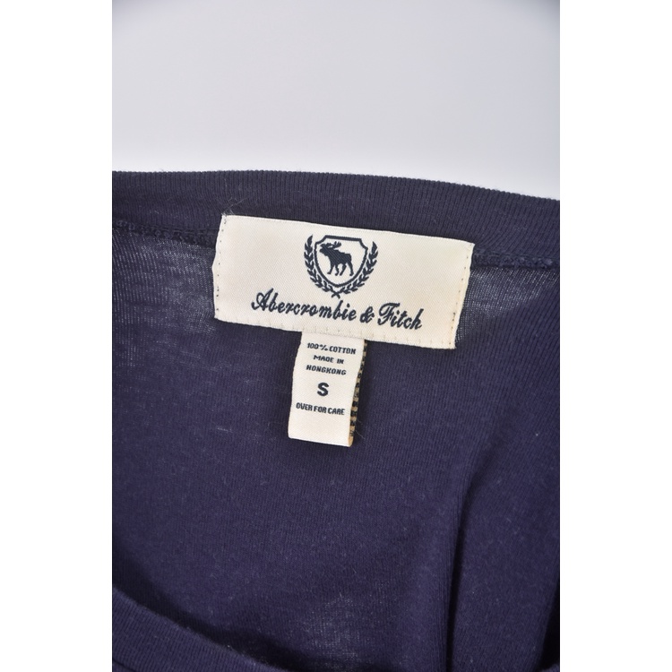 (S) abercrombie fitch棉質純棉藍色短袖上衣二手衣, , large