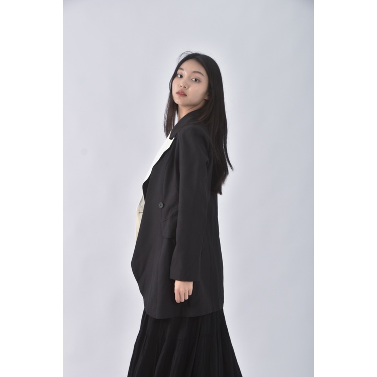 (M) miss hzh質感撞色黑色外套二手衣, , large