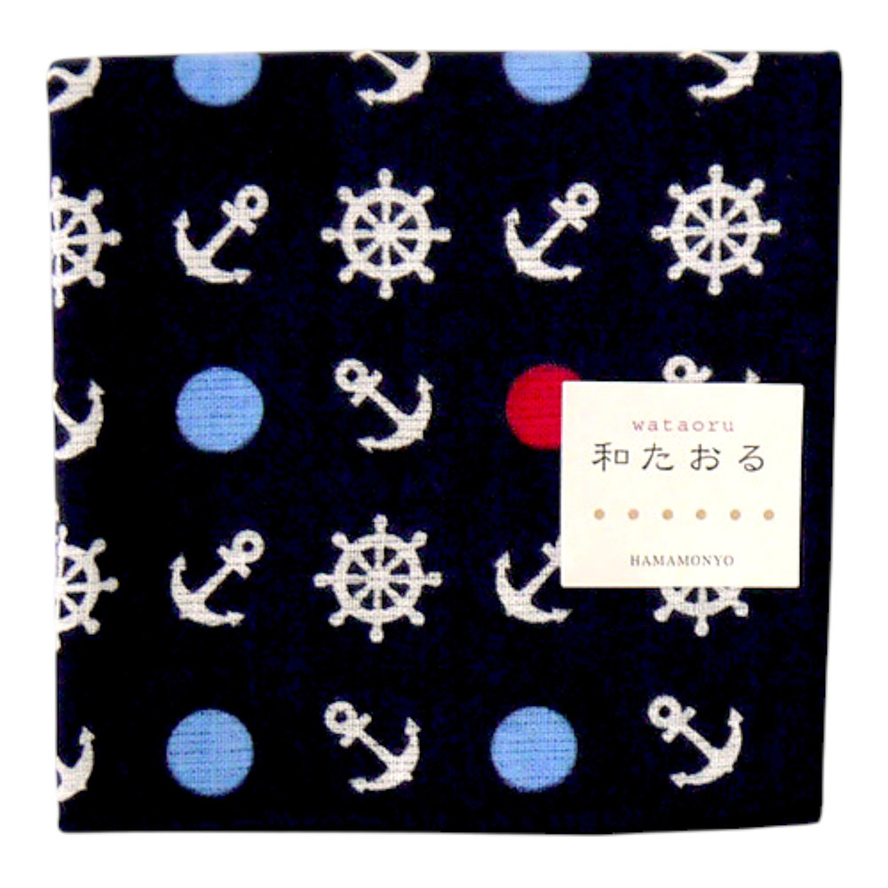 日本製【濱文漾】純棉手帕/方巾－紳士海軍