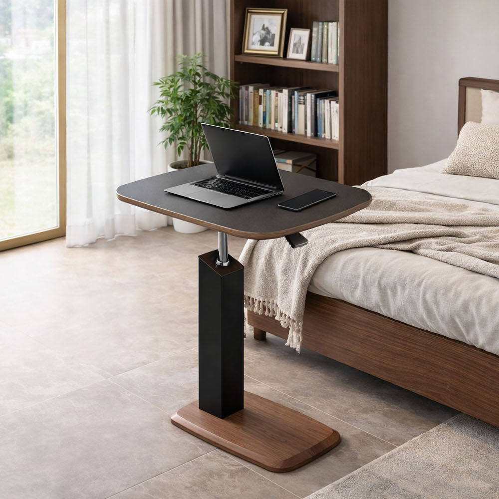 【AOTTO】奶油款可旋轉桌面升降邊桌-輕奢黑(FT-002BK)