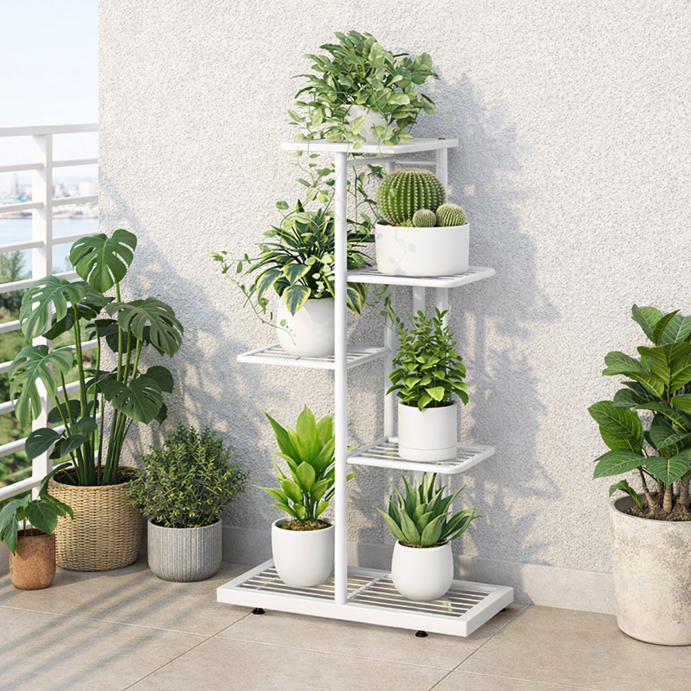 【AOTTO】簡約直立式花架盆栽收納架-白色(FT-053W), , large