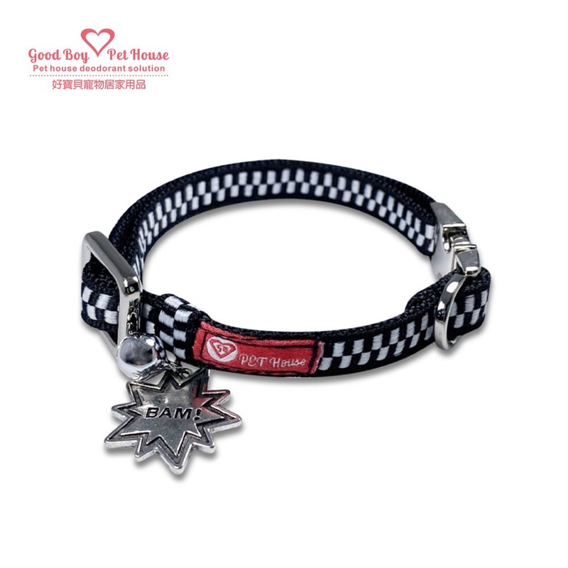 GBPH Coke boy series black plaid sporty pet collar L, , large