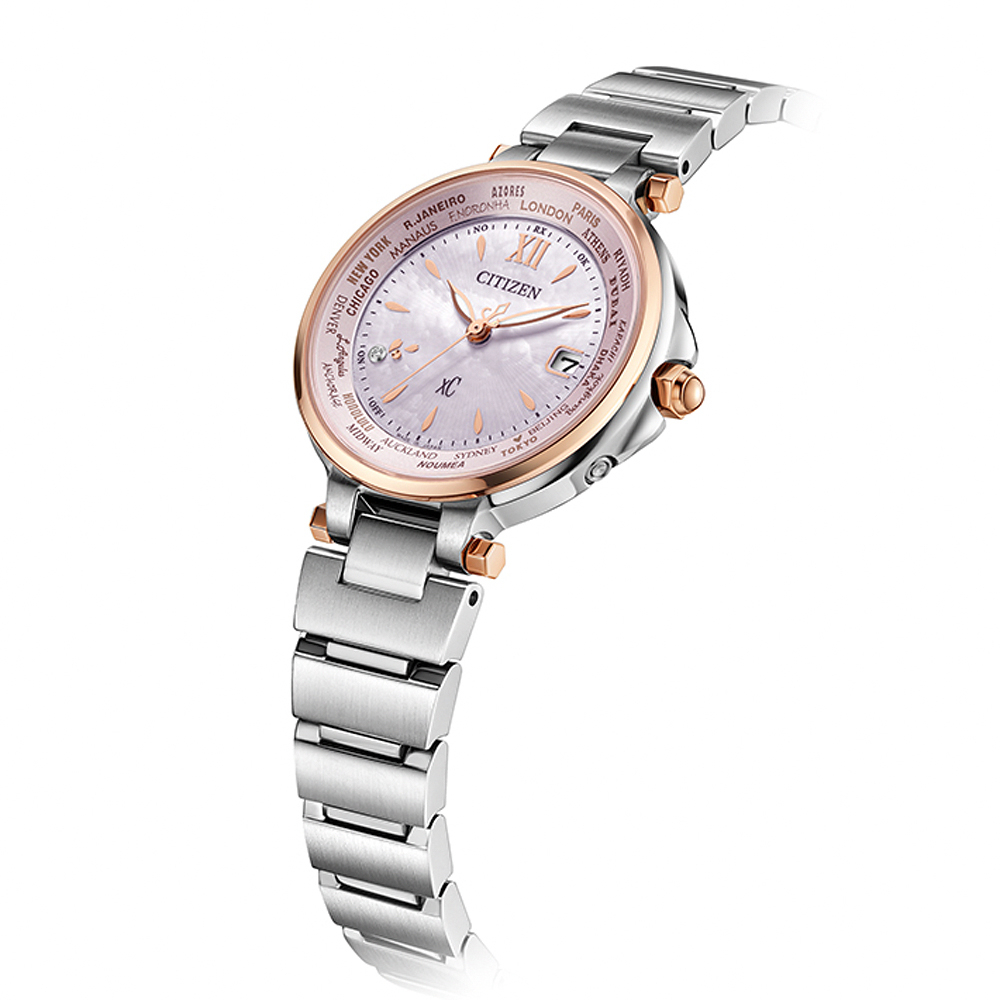CITIZEN 星辰 XC 心蕊 光動能電波萬年曆女錶-29mm EC1011-62W, , large
