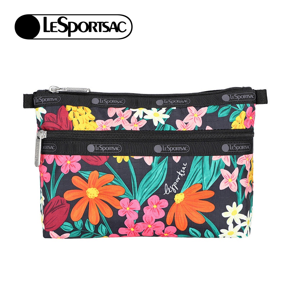 Lesportsac Cosmetic Clutch 雙層拉鍊化妝包/ 繽紛花園, , large