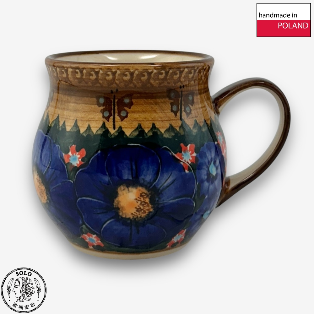 【SOLO歐洲家居】波蘭製 Cerraf 波蘭陶 350ml 胖胖杯 馬克杯 水杯 咖啡杯 蝶語黃昏系列, , large