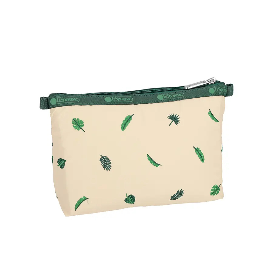 Lesportsac Cosmetic Clutch 雙層拉鍊化妝包 / 綠色慢旅, , large