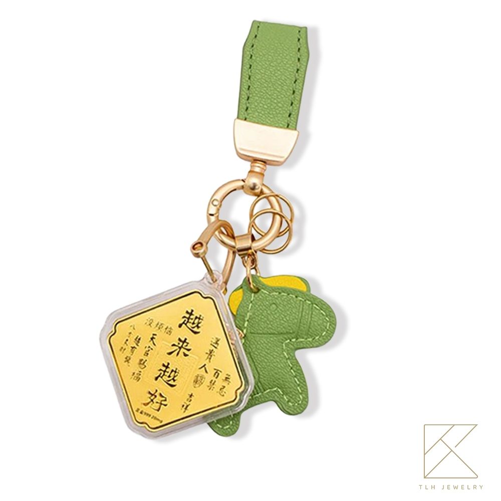 【TLH】 999純金 馬上好運 黃金金箔吊飾 (馬年 過年 送禮), , large
