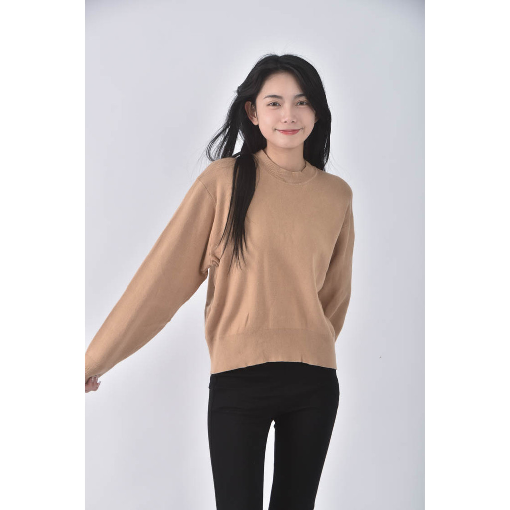 (XL) uniqlo質感棉質純棉杏色長袖上衣二手衣