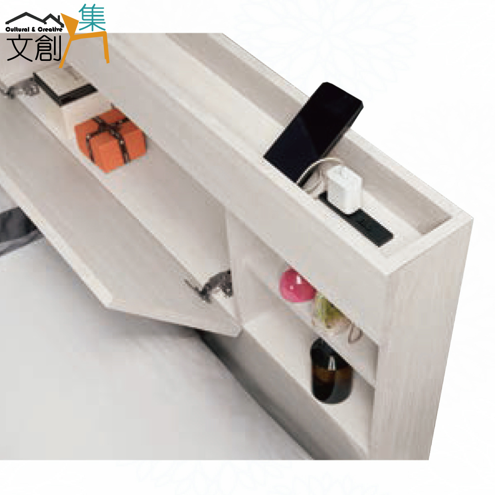 【文創集】華爾5尺雙人可收納床頭片(客約商品), , large