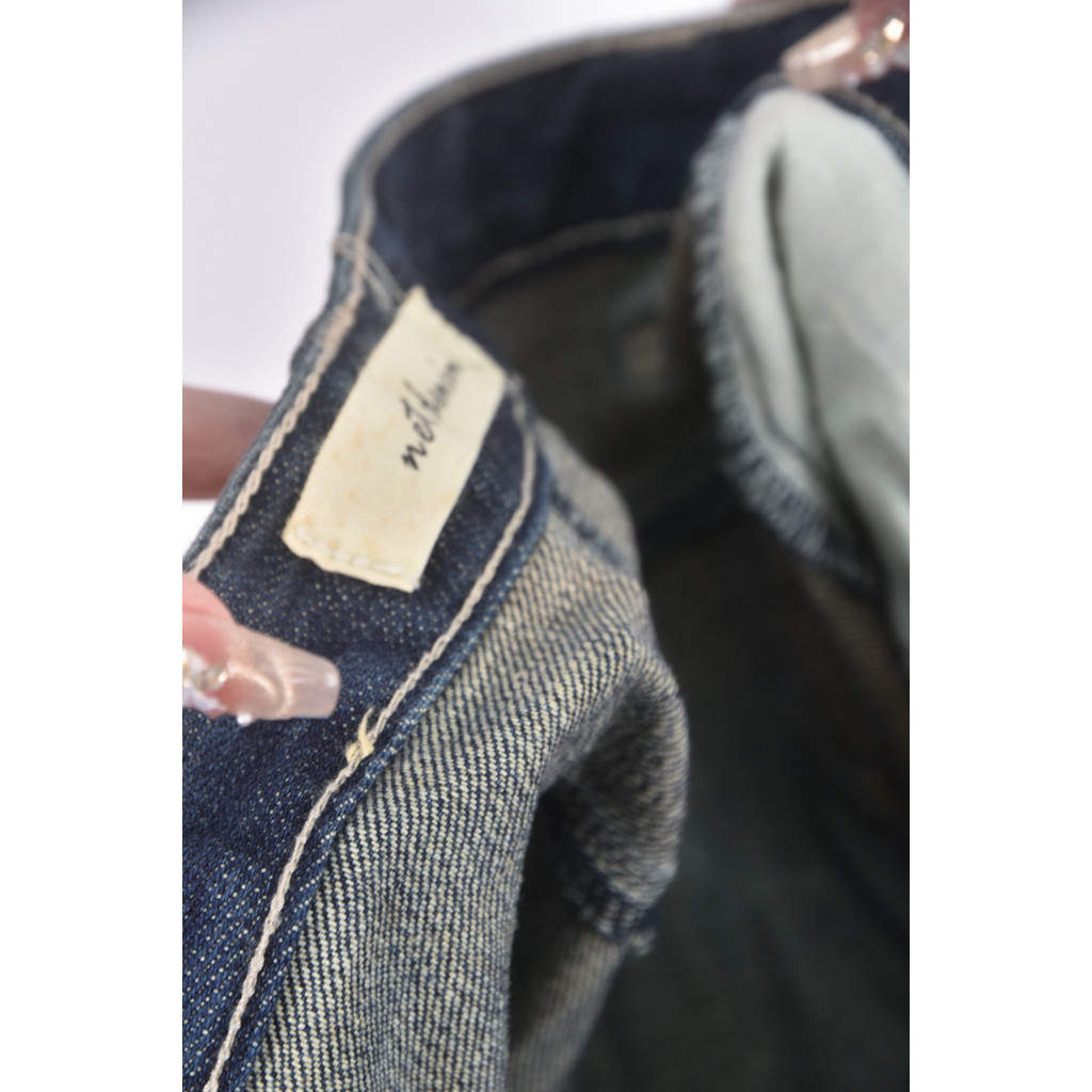 (M) net denim丹寧牛仔質感棉質藍色短裙二手衣, , large