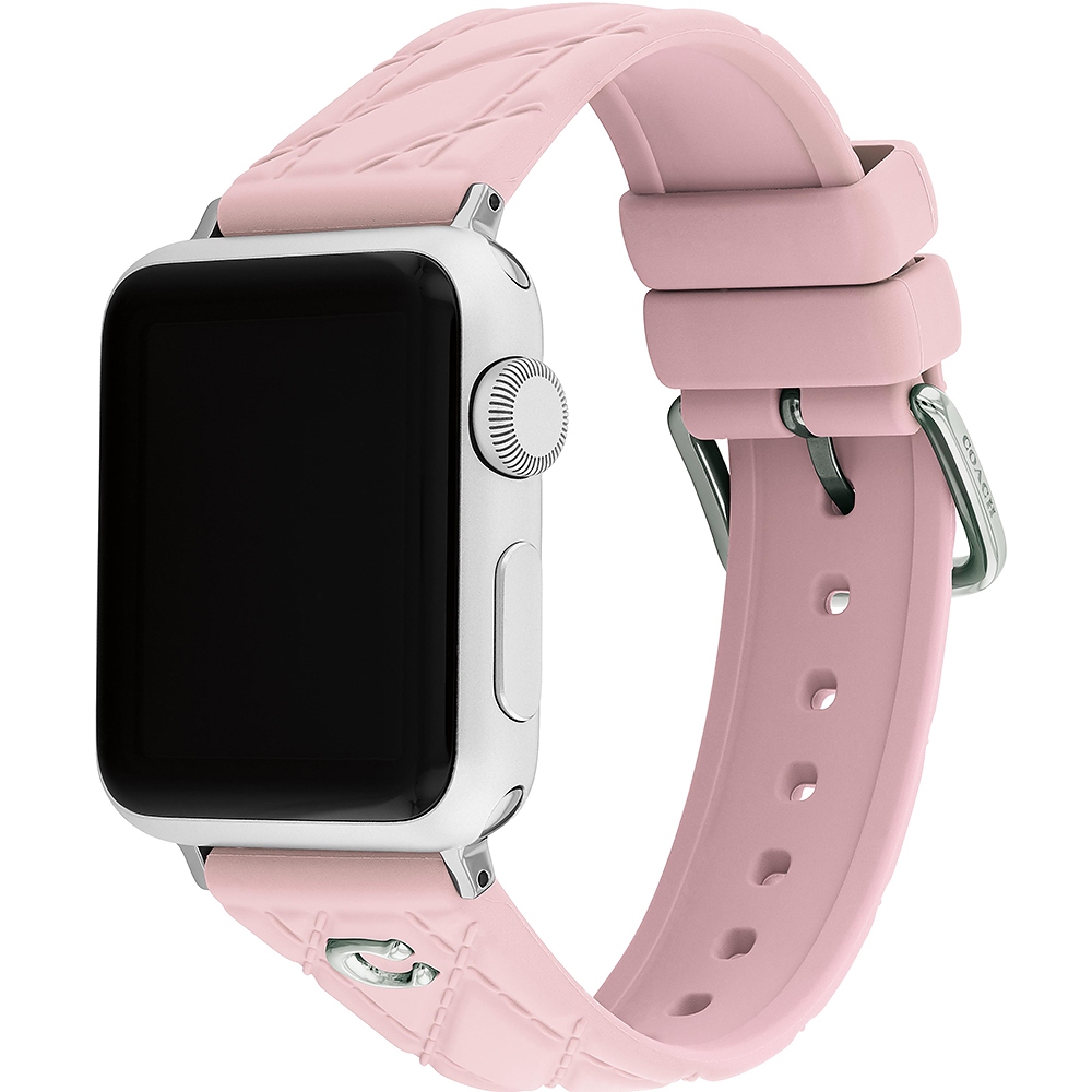 COACH Apple Watch 錶帶 38/40/41mm適用 粉紅色菱格紋矽膠錶帶 520 送禮 禮物(不含手錶), , large