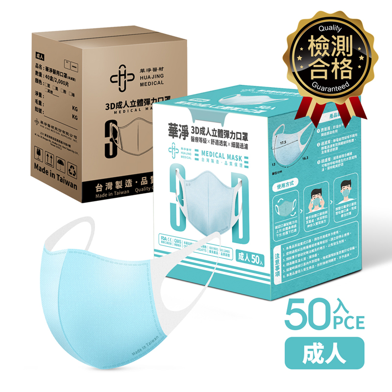 3D  Face Mask  For  Adults-Blue, , large