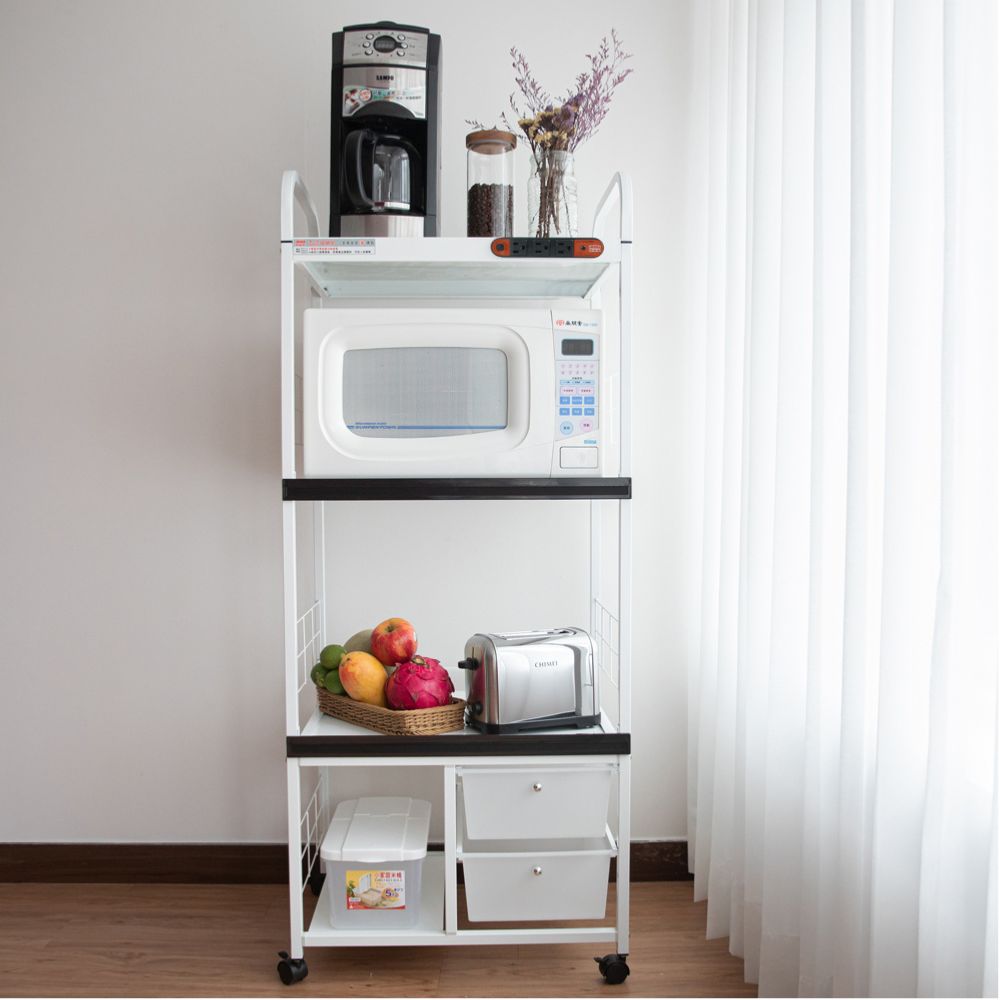 【愛樂美】AI自動斷電2拉板2大抽米桶4層電器置物架12402, , large