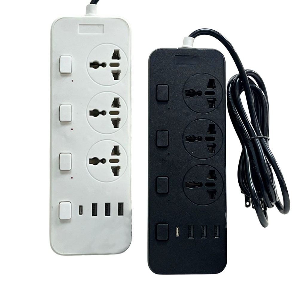 2-meter USB multi-port power strip (US standard/black), , large