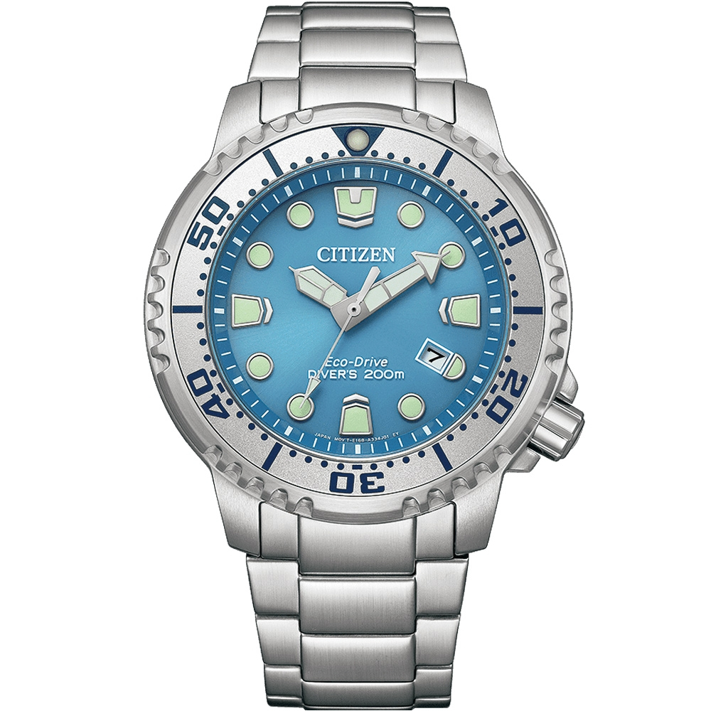CITIZEN 星辰 PROMASTER MARINE 冰川藍 光動能200米潛水錶 BN0165-55L, , large