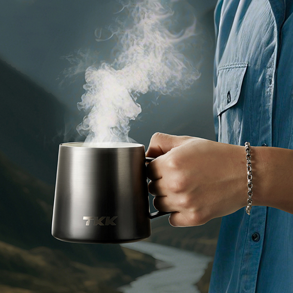 【TKK】悅氧Life 316不鏽鋼x陶瓷噴塗 時尚保溫馬克杯 咖啡杯 會議保溫杯 隨身杯 350ML-銀黑影, , large