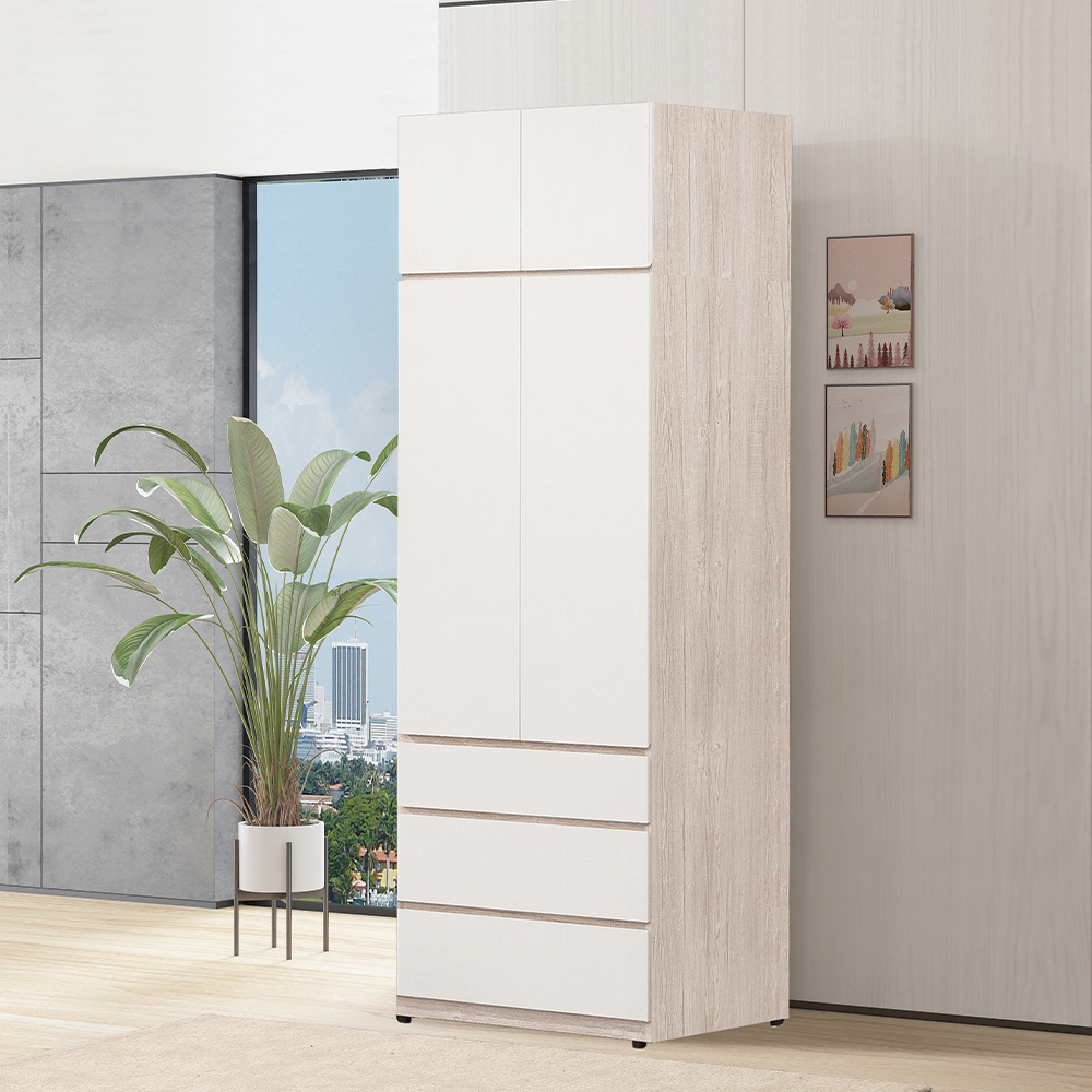 【唯熙傢俱】紀薇橡木雙色2.6x8尺抽屜衣櫃, , large