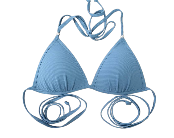 QXHEE.T. 台灣製 後頸綁帶遶胸立體罩杯比基尼(QX花型/條紋灰條/海洋藍)現貨, , large
