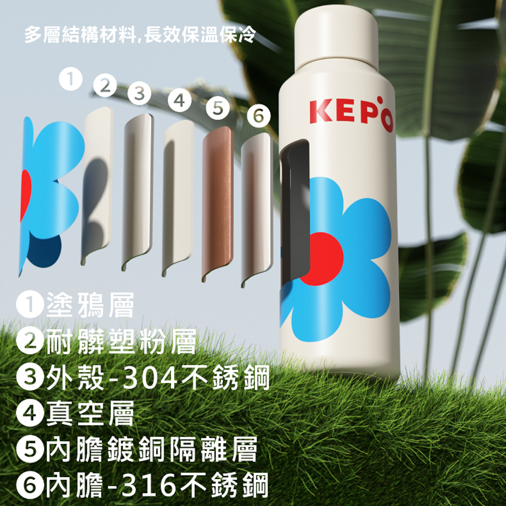 KEPO LQ 600ML KC006 BoomBoom thermos cup 316 stainless steel inner liner, , large