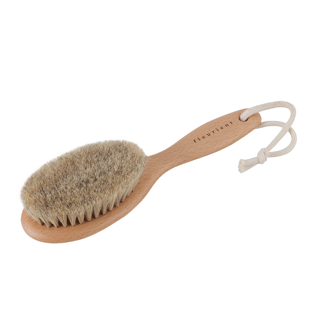 Fleurient Dry Brush for Body Massage and Exfoliation, made of genuine horse hair  , , large