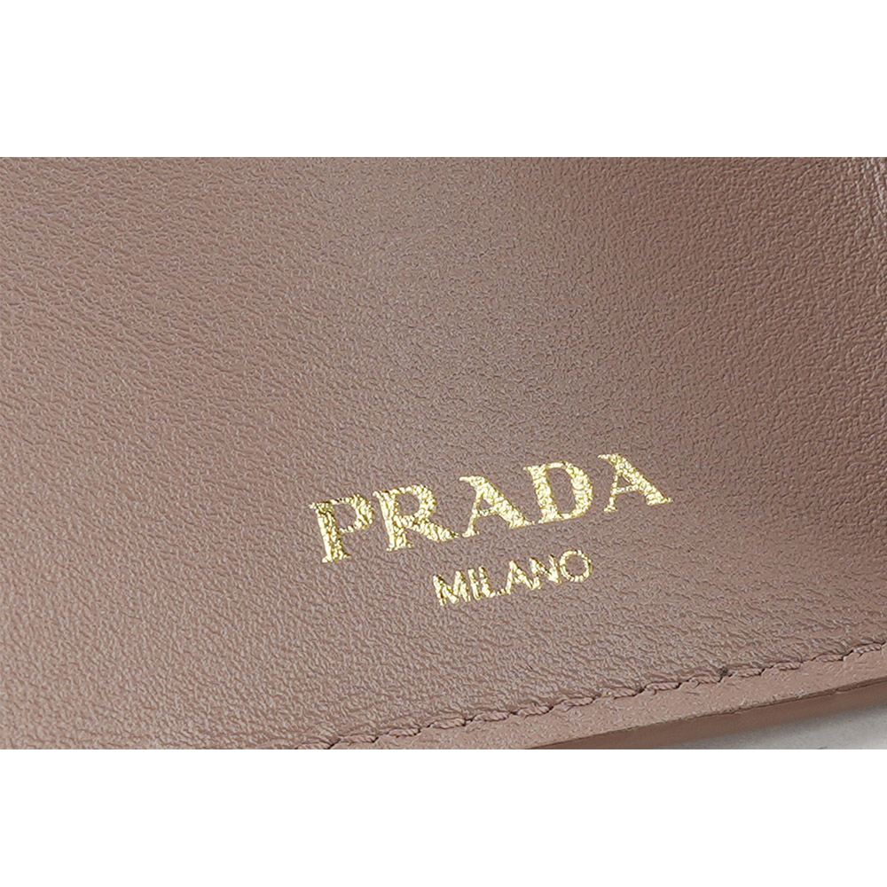 PRADA 三角牌Logo水波紋信封造型迷你三折短夾/藕粉色, , large