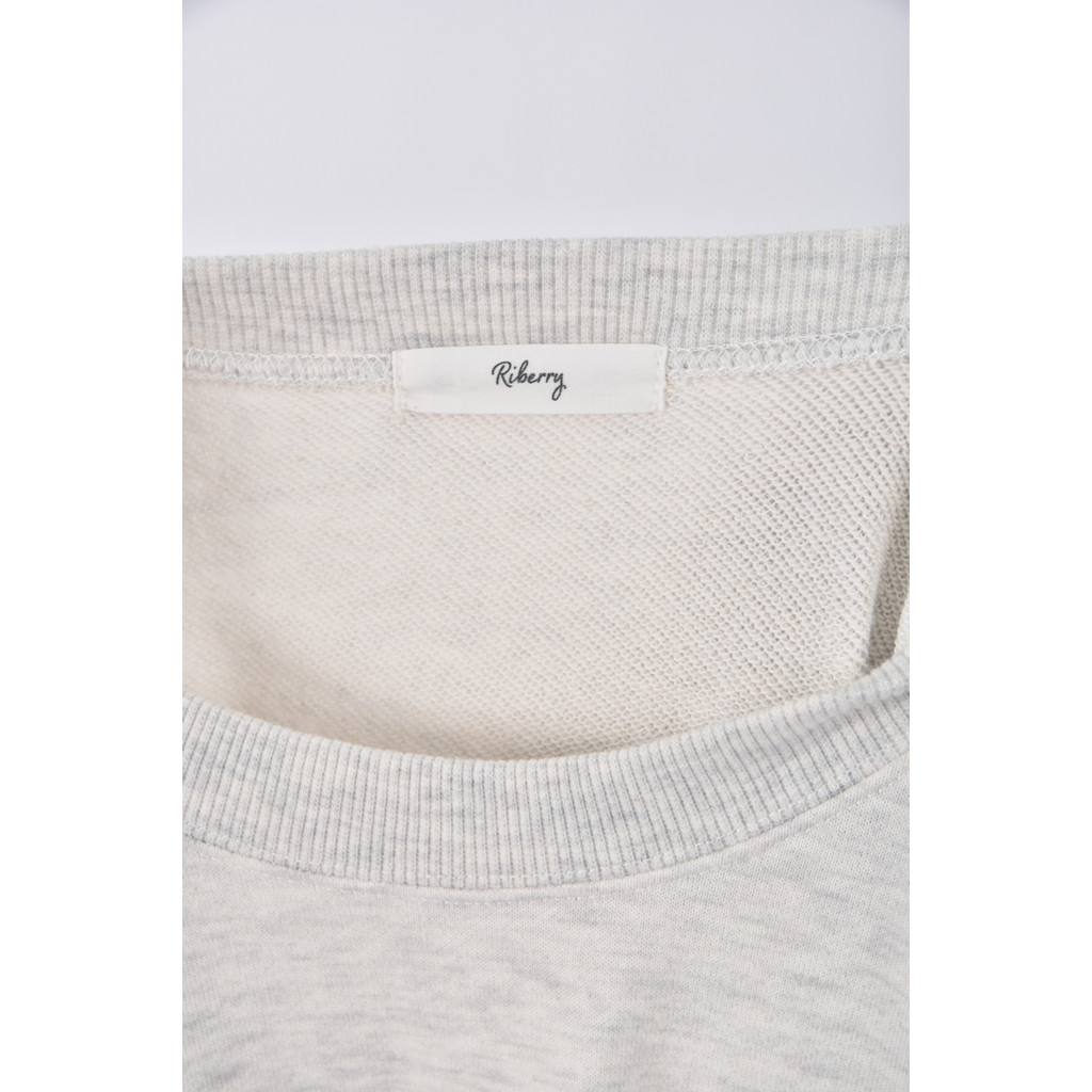 (F) riberry質感圓領灰色長袖上衣二手衣, , large