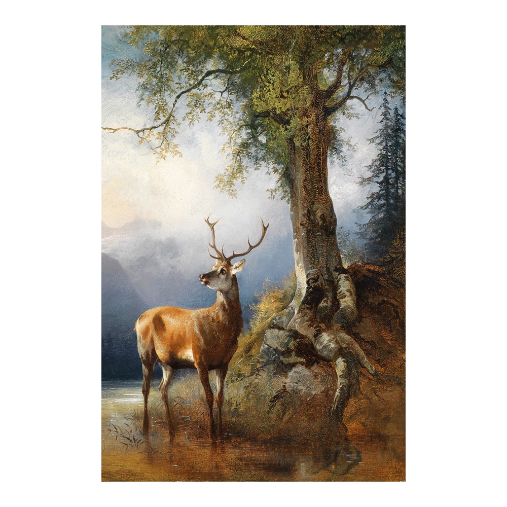 【御畫房】梅花鹿 國家一級畫師手繪油畫60×90cm(VF-26), , large