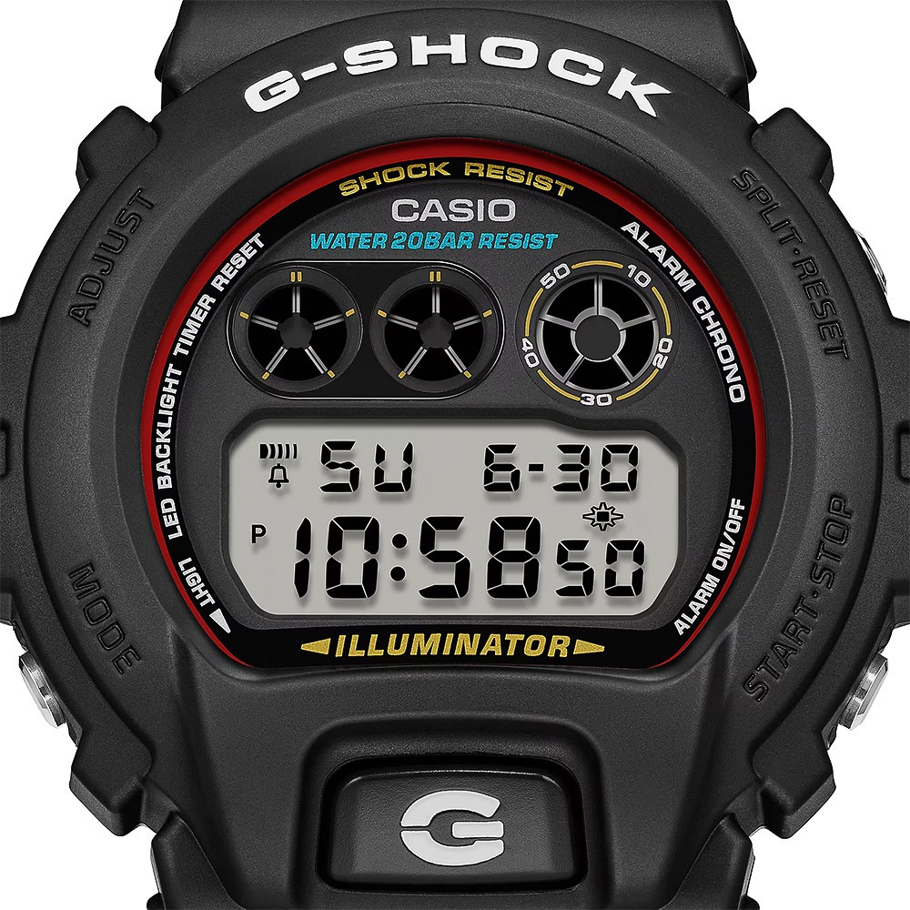 CASIO 卡西歐 G-SHOCK 經典配色電子錶 學生錶 手錶-黑 DW-6900RL-1, , large