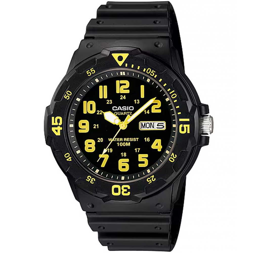 CASIO 卡西歐 DIVER LOOK 潛水運動風手錶-黑x黃 MRW-200H-9BV