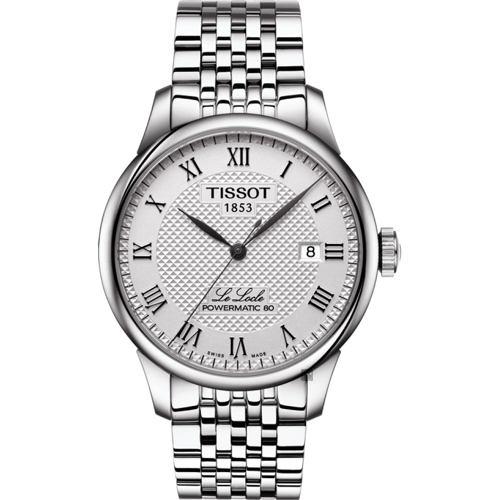 TISSOT天梭 Le Locle 80小時動力儲存機械錶-銀/39mm  T0064071103300