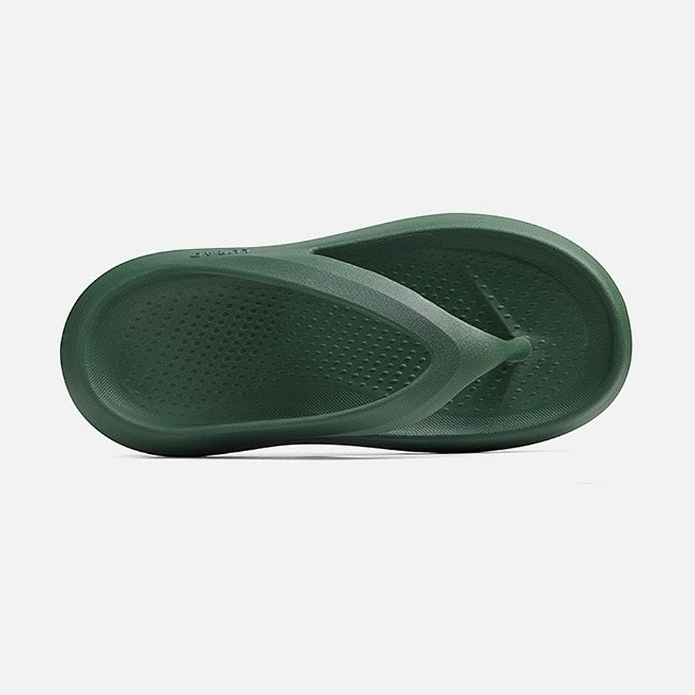 HANG TEN 一體成型環保夾腳拖鞋 男鞋 人字拖 旅遊 休閒 逛街 簡約 素色 柔軟 厚底 Q彈 耐磨 防滑 黑灰綠, , large