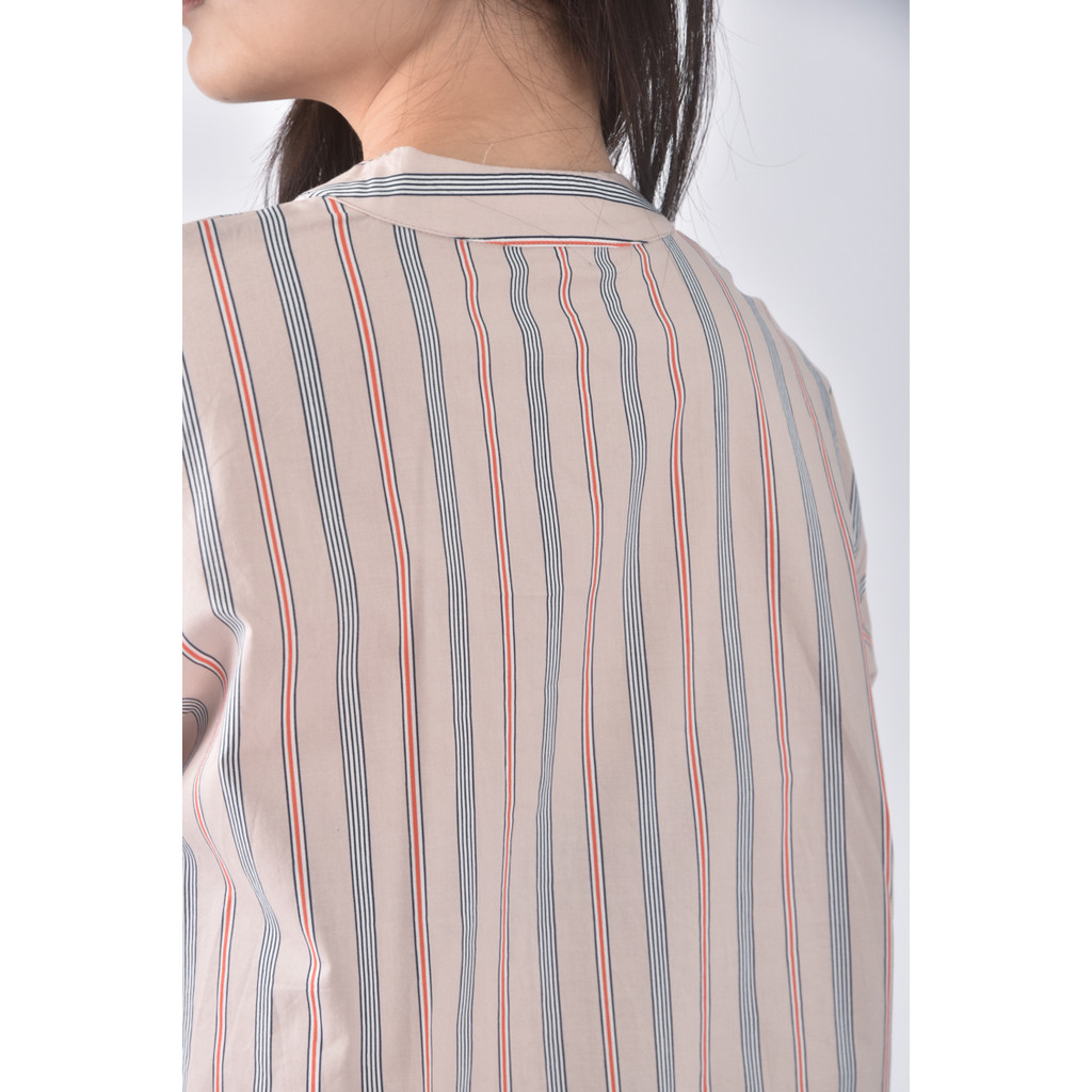 (F) e wear棉質條紋純棉杏色長袖上衣二手衣, , large