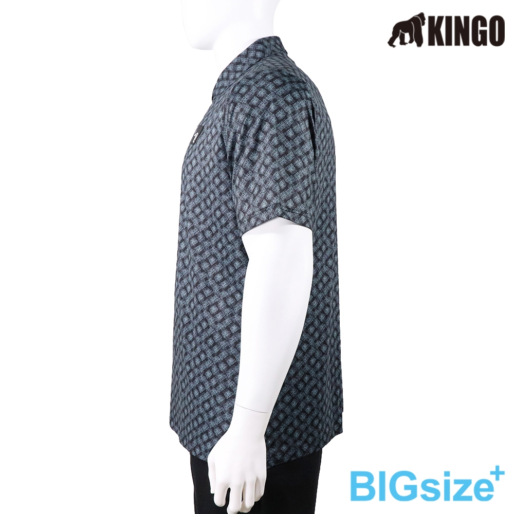 KINGO-大尺碼-男款 排汗POLO衫-藍綠-413203, , large