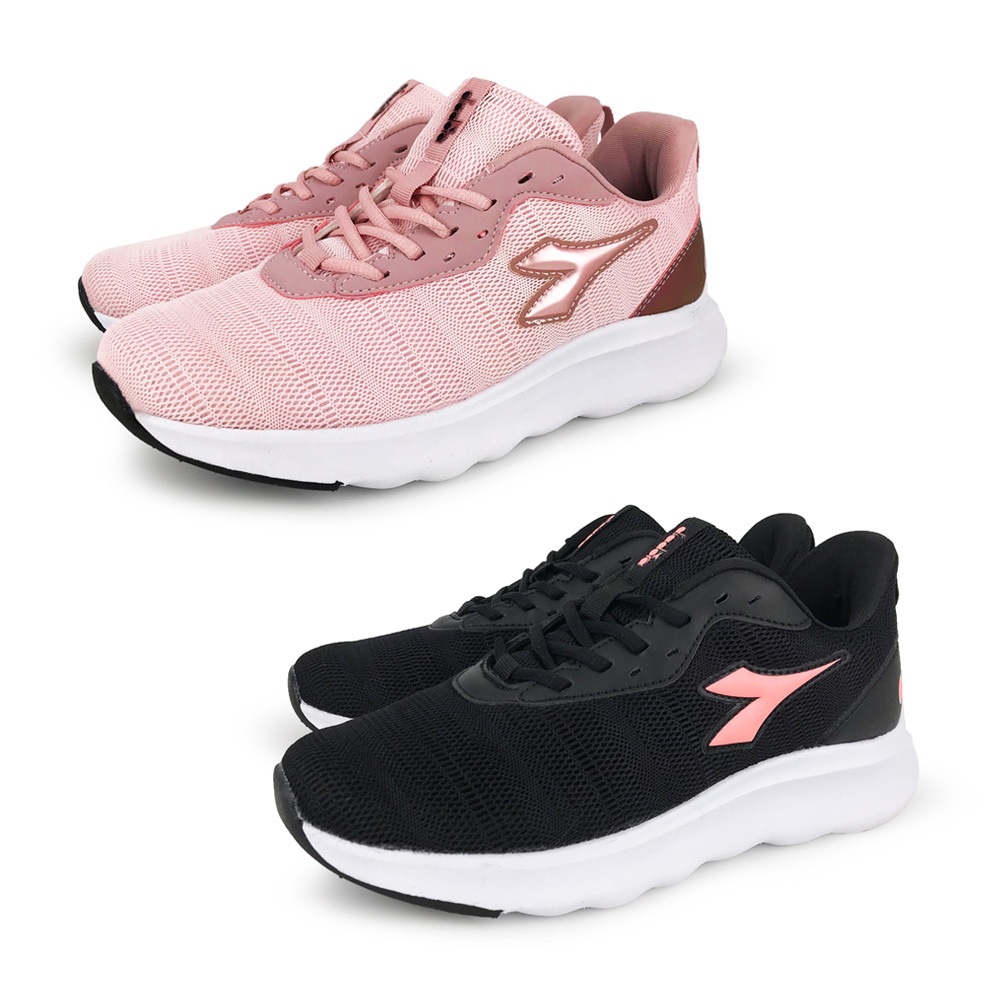 DIADORA迪亞多那 專業輕量慢跑鞋 女運動鞋 女鞋 簡約 時尚 透氣 保護後跟 Q彈 緩震 釋壓 耐磨 止滑 粉 黑, , large